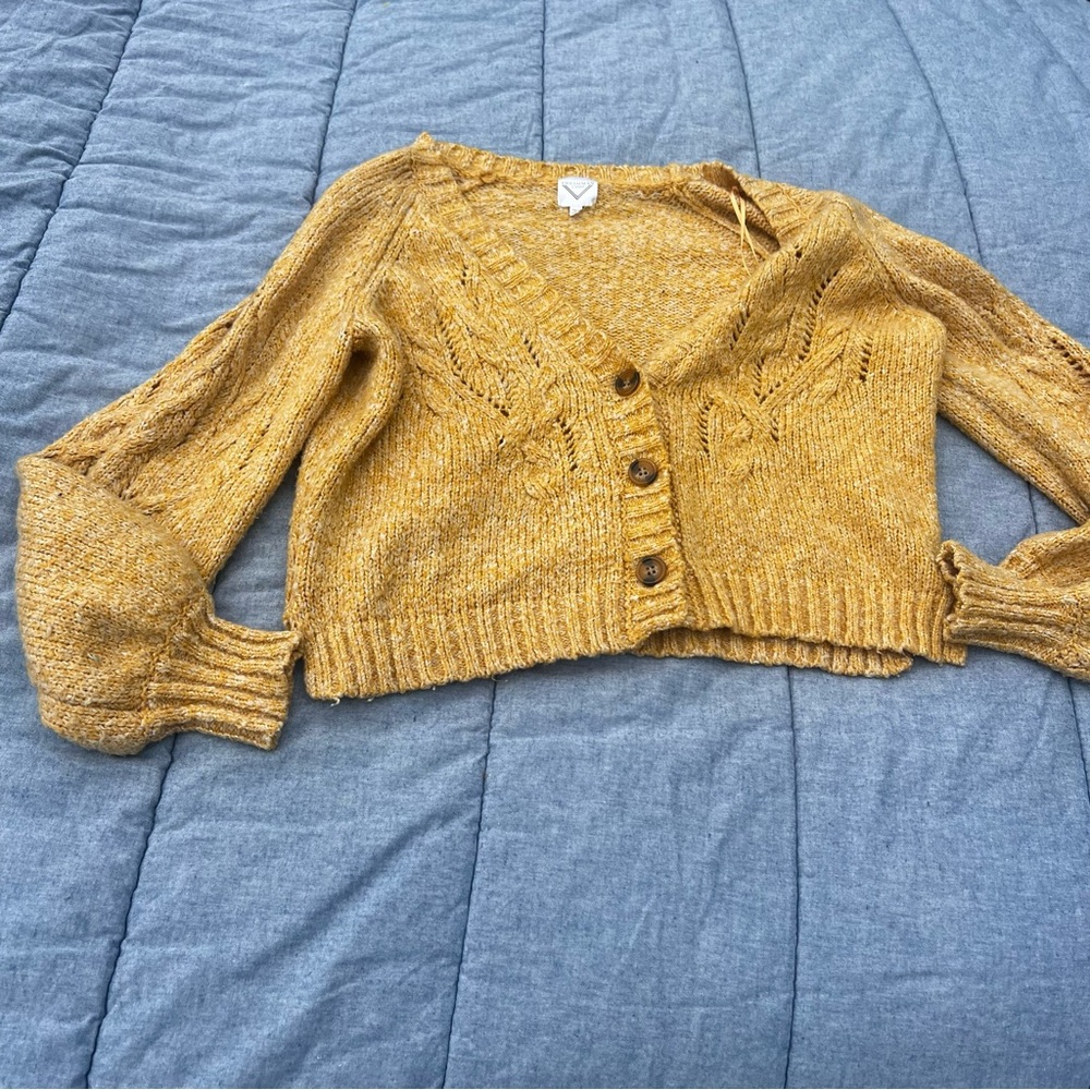 Freshman 1996 Yellow Soft Knit Cropped Sweater Size Large